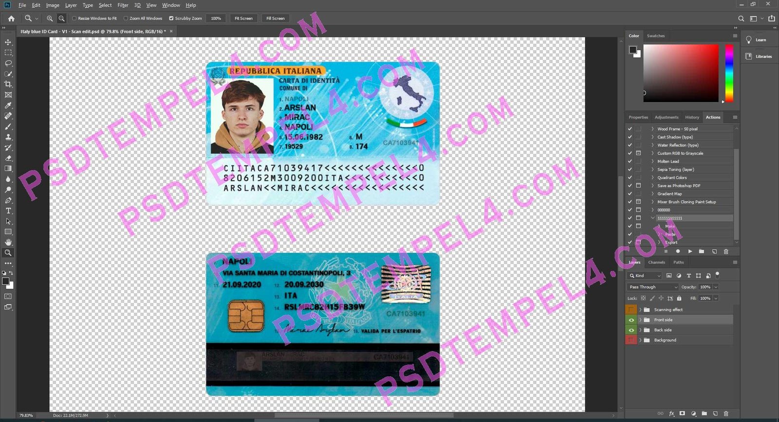 Italy blue id card - version 1
