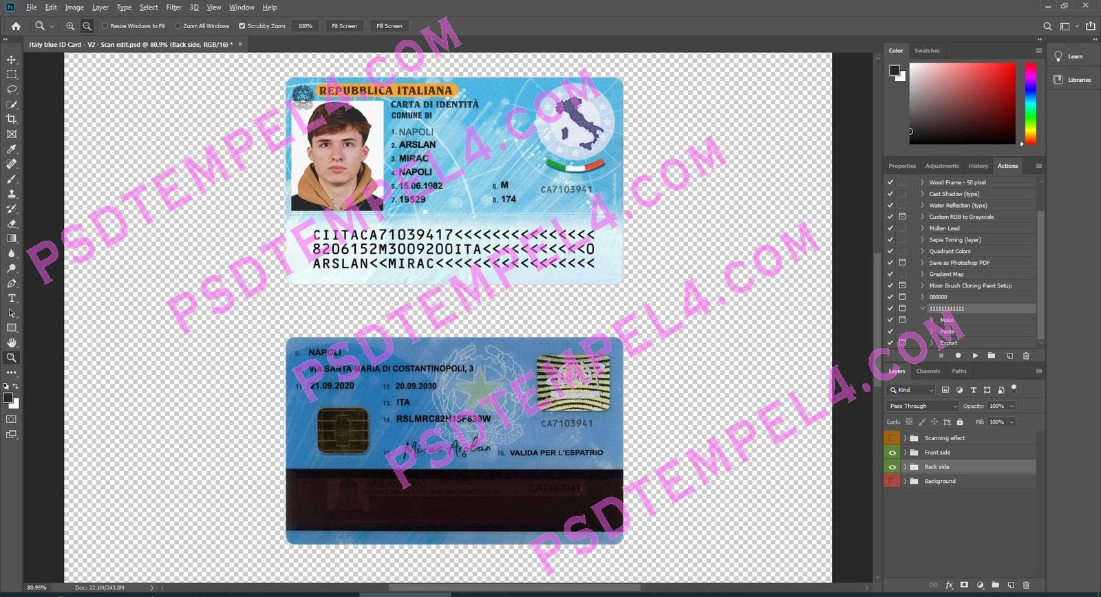 Italy blue id card - version 2