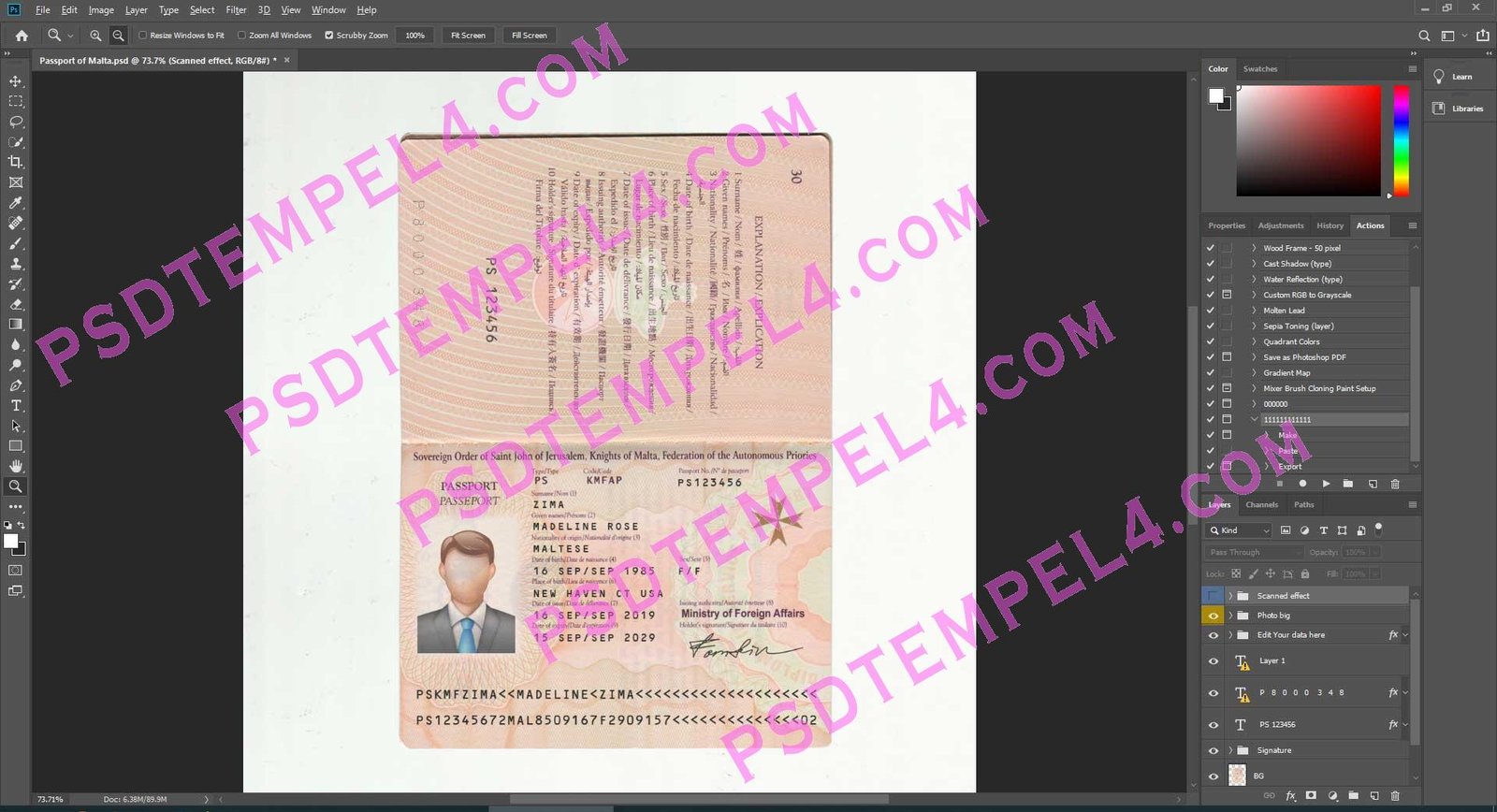 Malta Passport psd template