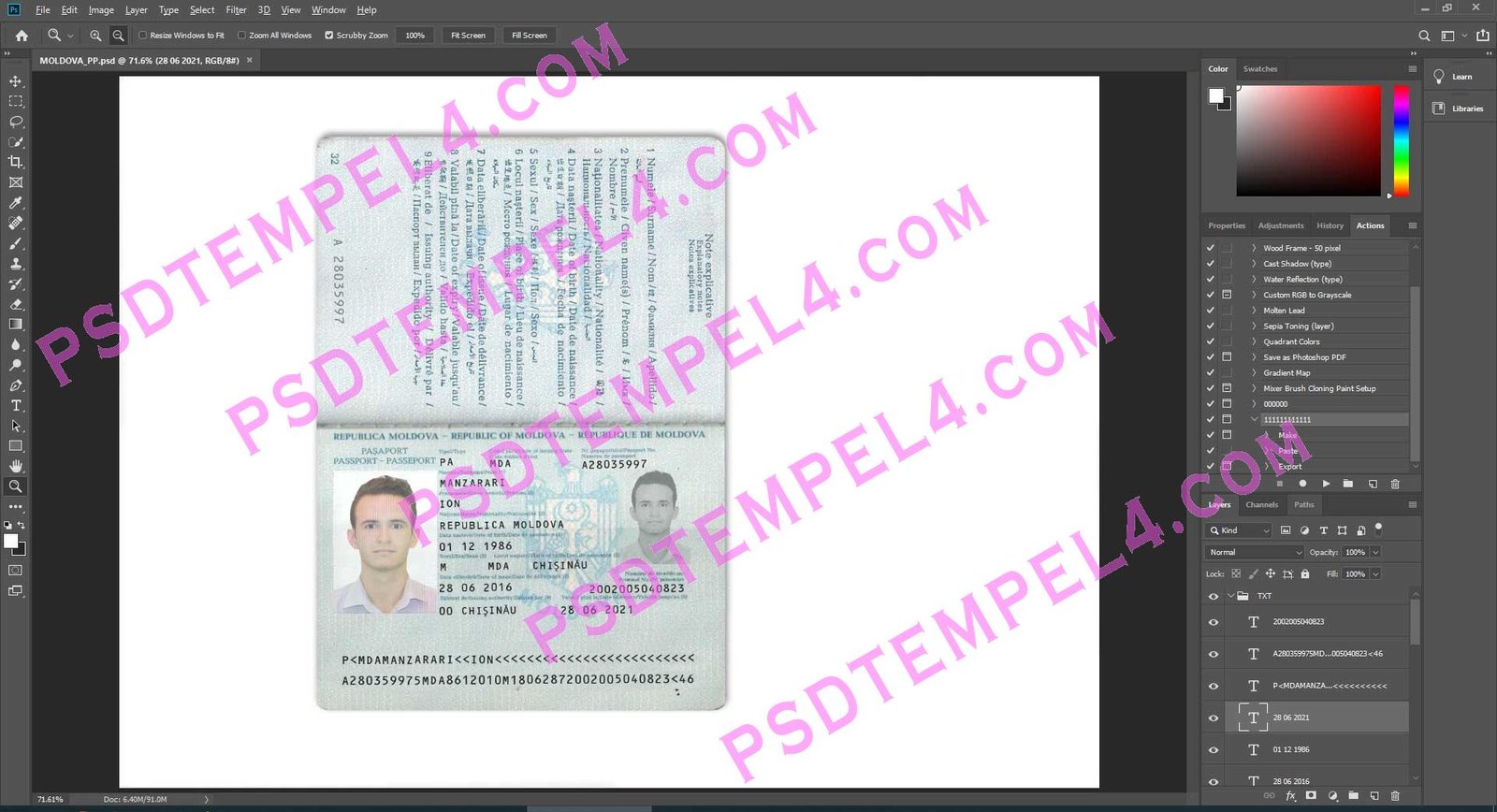 download Moldova Passport psd