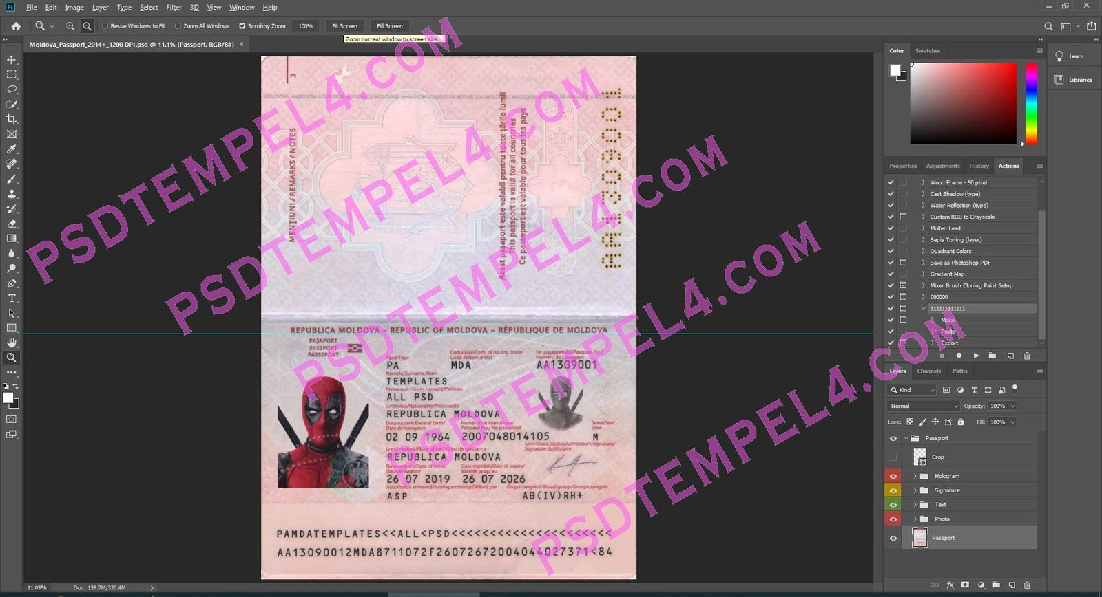 download Moldova Passport psd