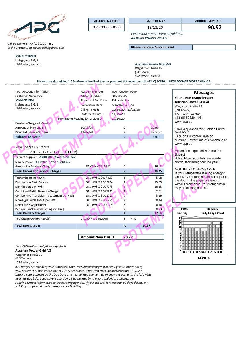 Austria austri power grid ag utility billAu