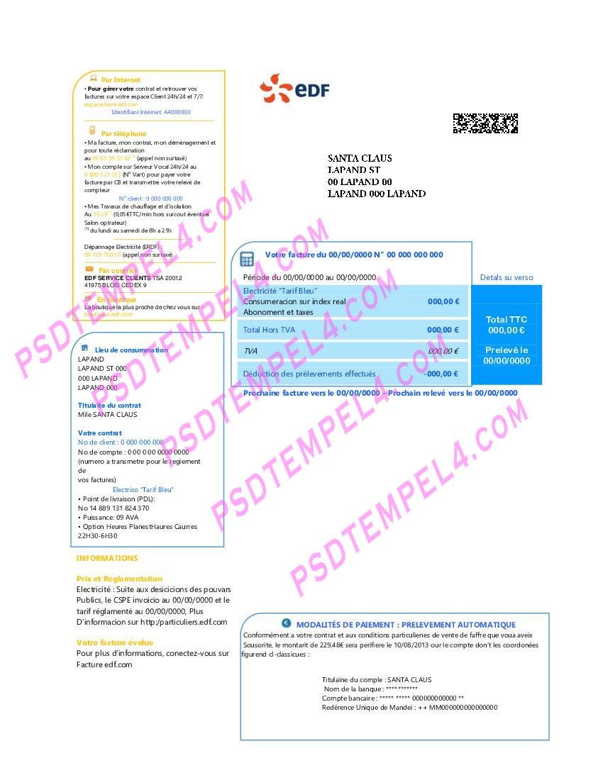 France electricity EDF V1 utility bill
