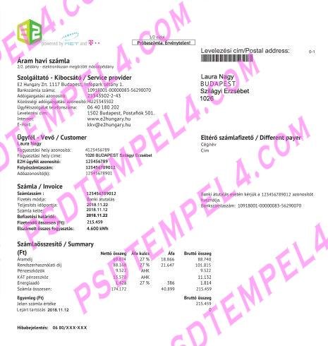 Hungary E2 utility billE2 B