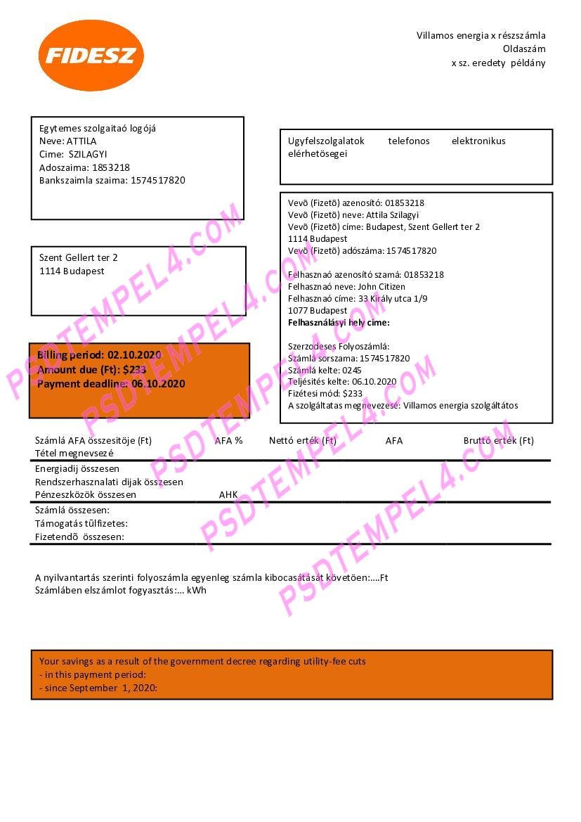 Hungary FIDESZ utility billHu