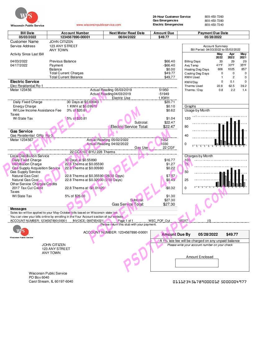 USA WPS utility bill