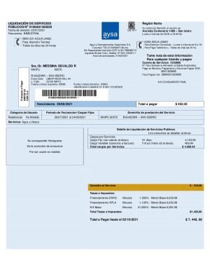 Argentina water utility bill