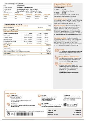 Australia Alinta energy electricity utility bill