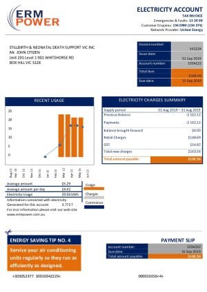 Australia Erm Power electricity utility bill