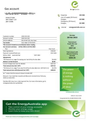 02Australia Energy gas 3 pages utility bill