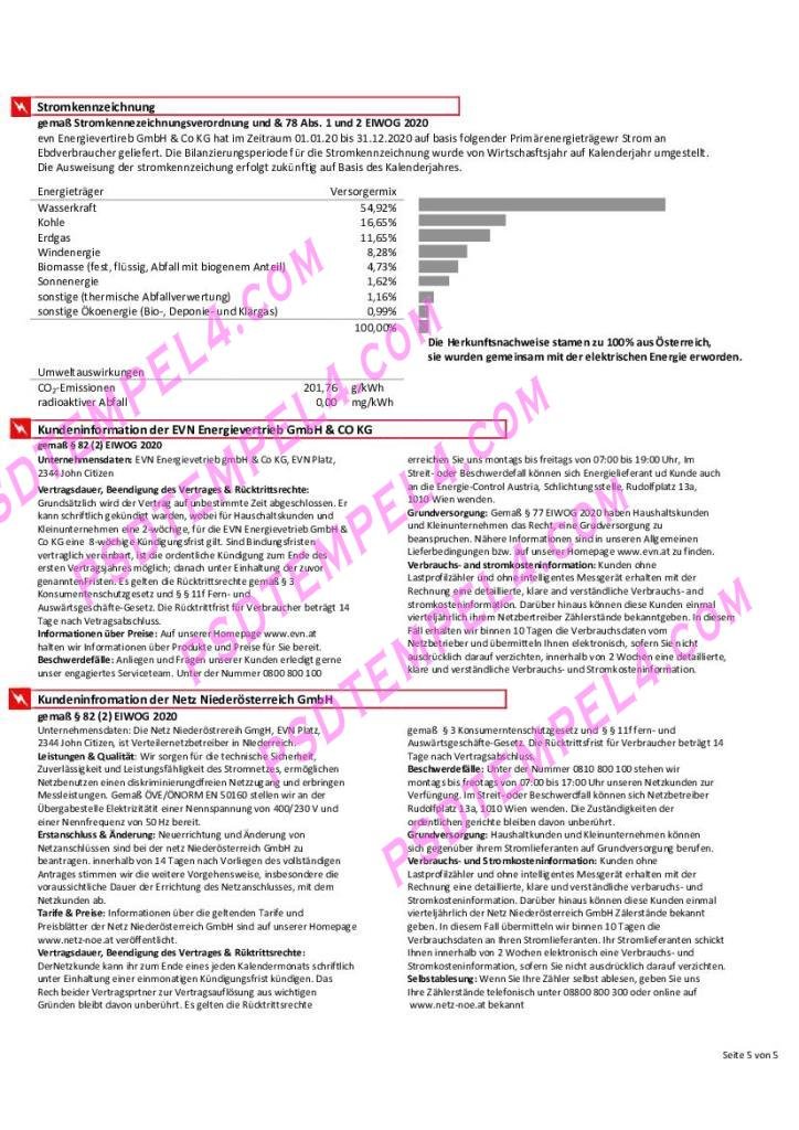 Austria evn electricity utility bill 5 pages - Image 2