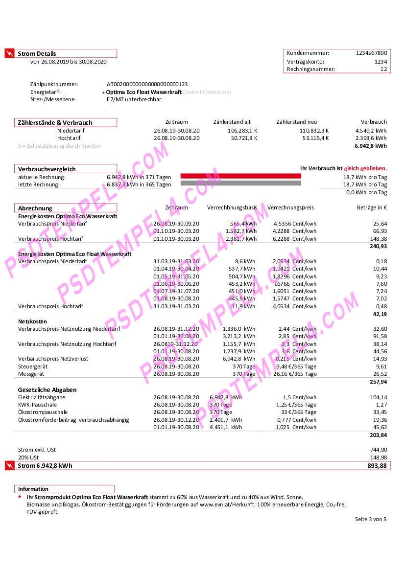 Austria evn electricity utility bill 5 pages - Image 5
