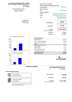 Australia Momentum Energy utility billAu