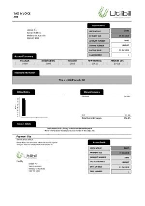 Australia Utilibill easy to fill utility bill