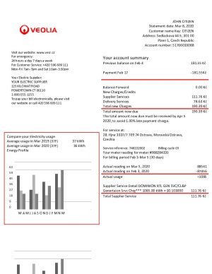 Czech Veolia Energy Czech Republic energy utility bill