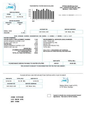 Georgia RWC water utility billGeor