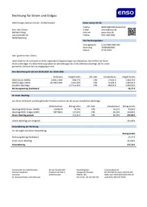 Germany ENSO electricity utility billG