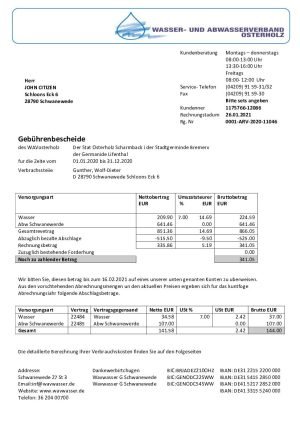 Germany wavwasser utility billWavw