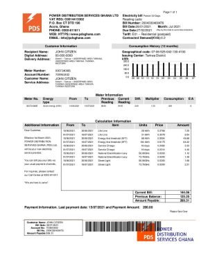 Ghana PDS electricity utility bill