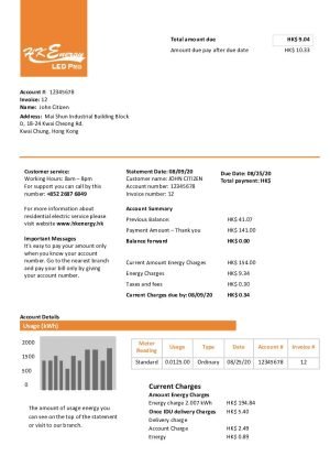 Hong Kong Hong Kong Energy Ltd utility billHo