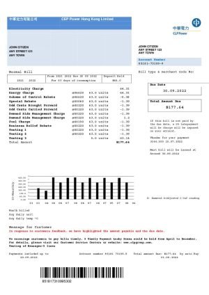 Hong kong clp power hong kong limited utility billCL