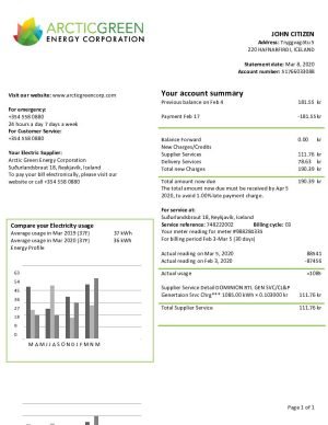 Iceland Arctic Green Energy Corporation electricity utility bill