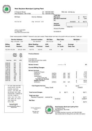 USA Utility Bill West Boylston sample