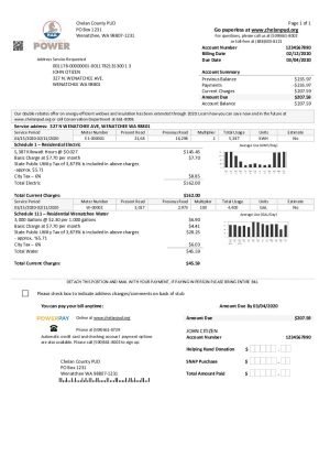 USA Washington Chelan County PUD utility billple