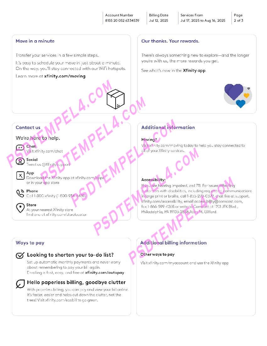 USA 1xFinity New Utility Bill 3pages - Image 2