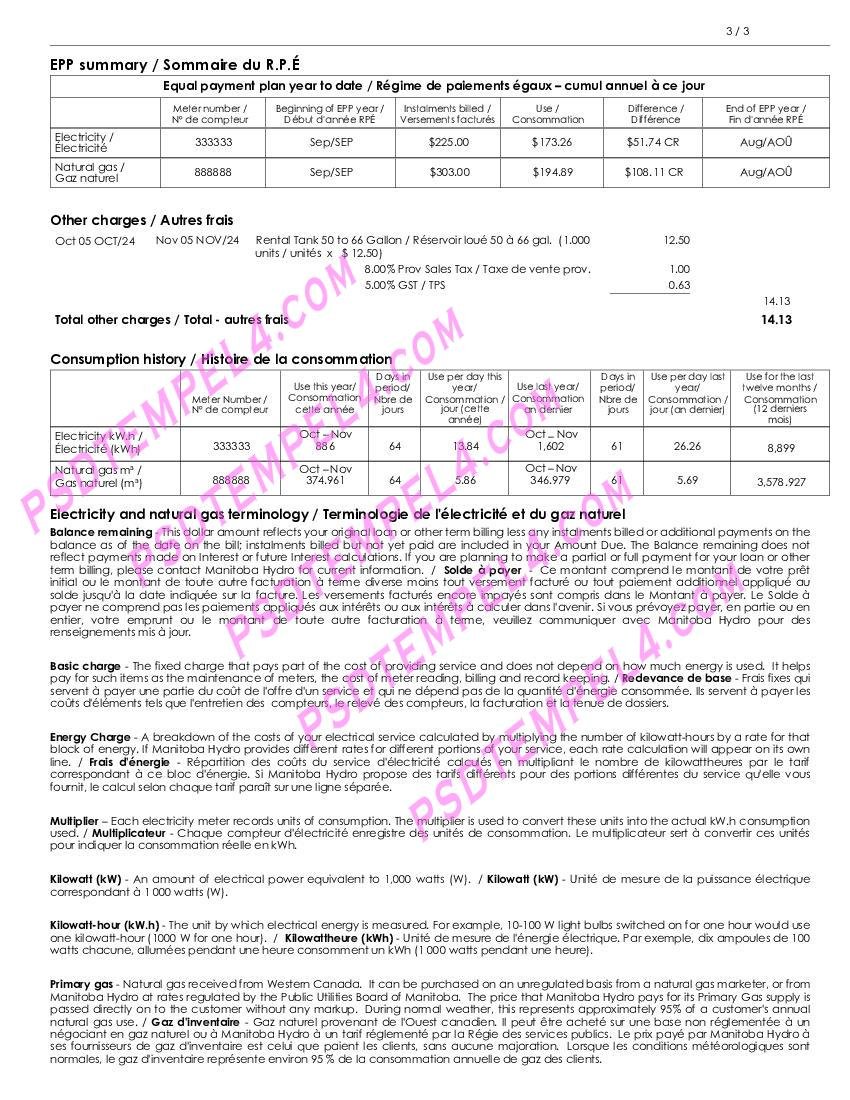 USA Manitoba Hydro Utility Bill