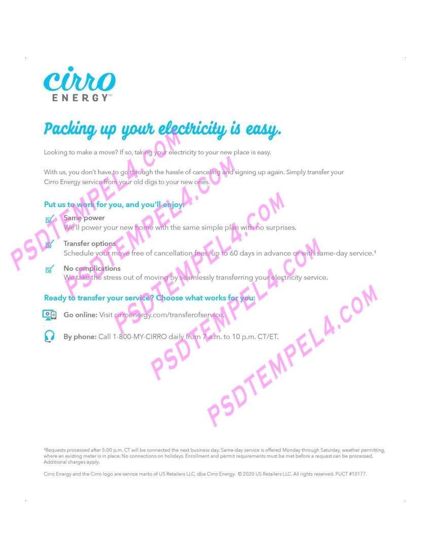 USA Texas Cirro Energy utility bill