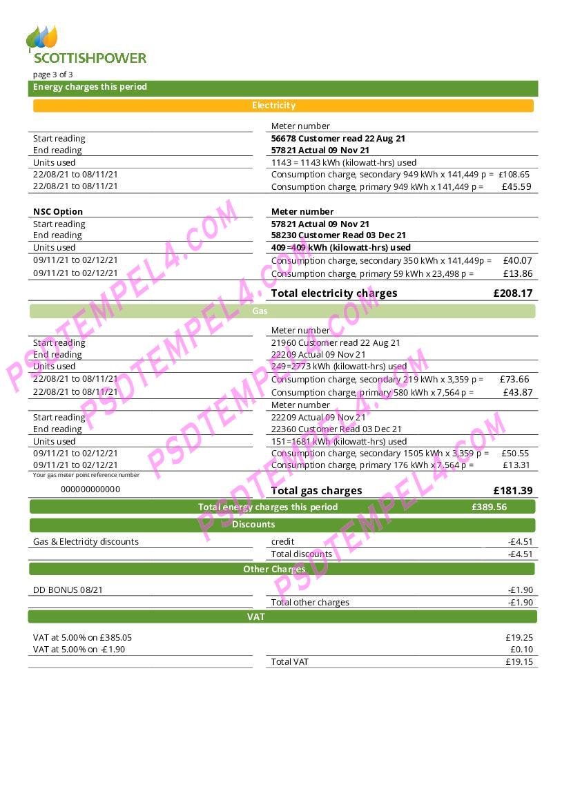 USA scottishpower utility bill 3pages