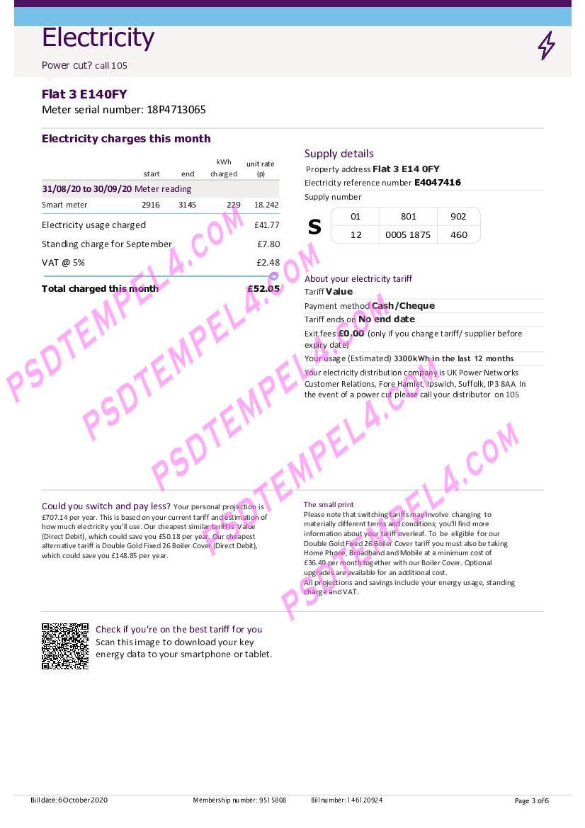 UK united kingdom utility warehouse utility bill 6pages - Image 6