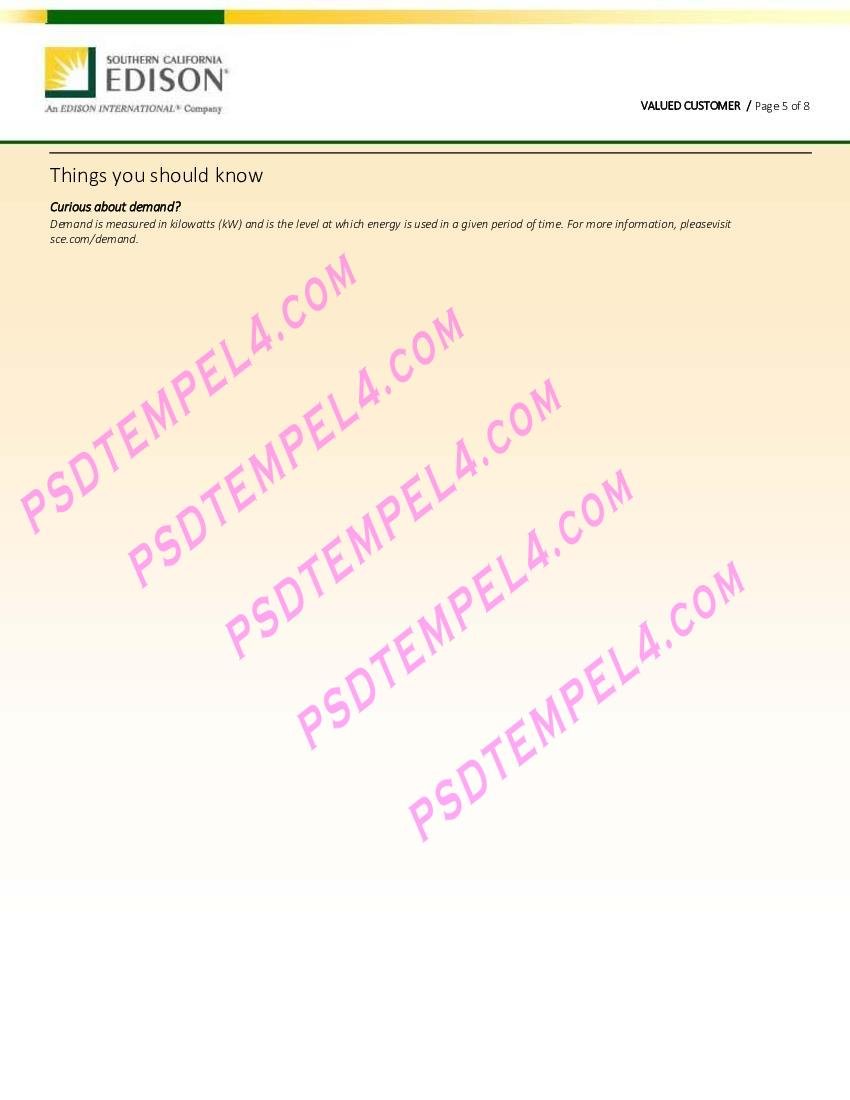 USA Southern California Edison 8 pages utility bill