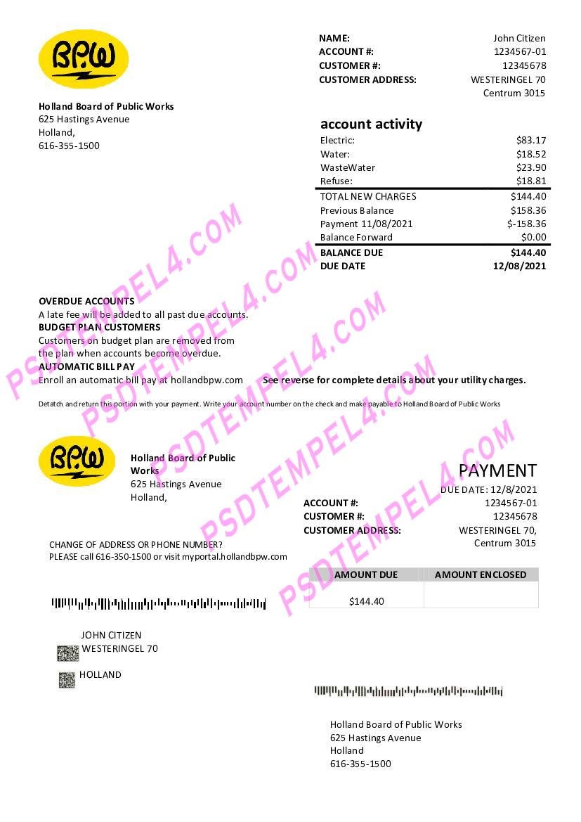 Netherlands BPW V2 utility bill
