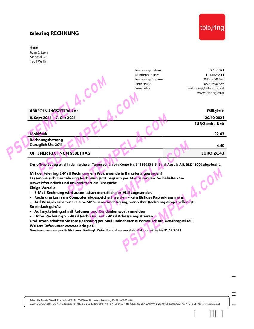 Sweden Tele Ring utility bill