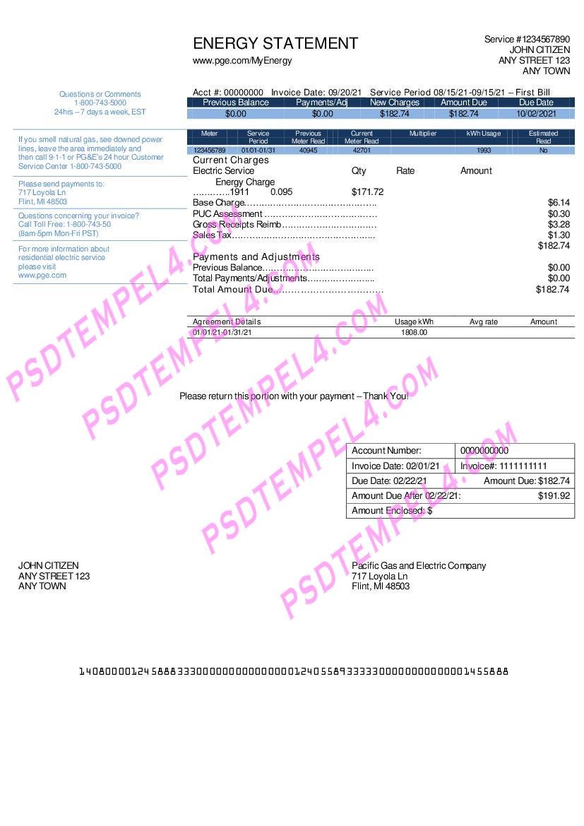 USA Energy utility bill