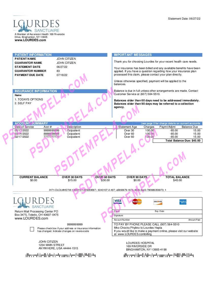 USA Lourdes utility bill