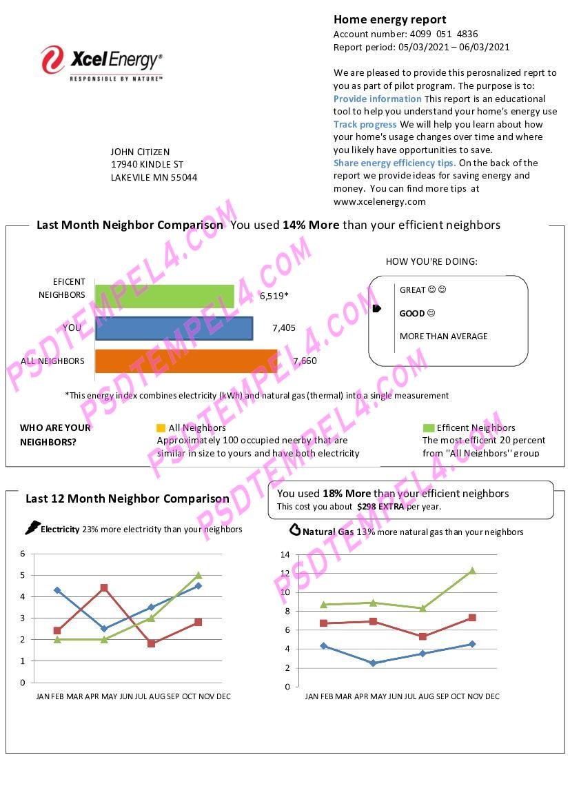 USA Minnesota Xcel Energy utility bill