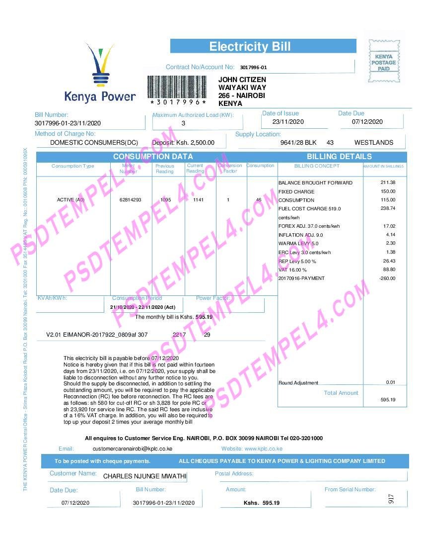 kenya power utility bill