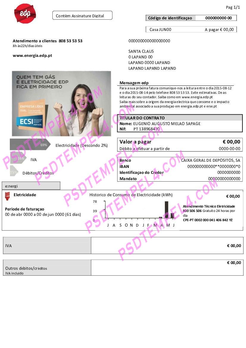 Portugal EDP electricity utility bill